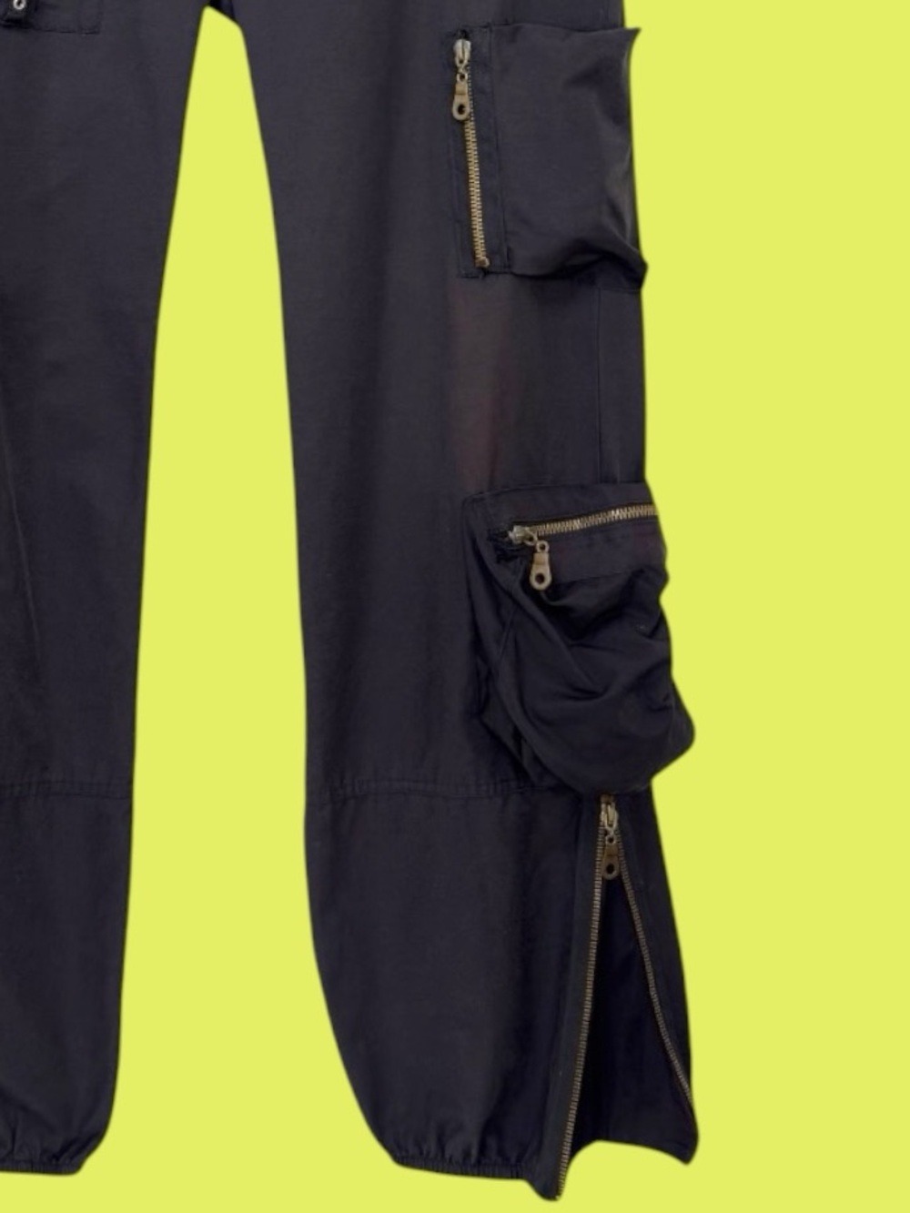 90s Sharagano Black Baggy Cargo Pants S Y2K CyberPunk Techwear Goth Tactical - Picture 5 of 13